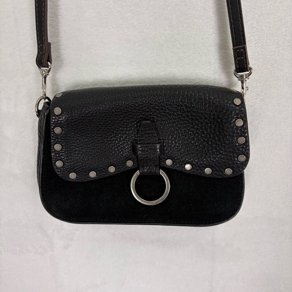 Rebecca Minkoff Black Leather with Suede Detail Small Crossbody Purse - Picture 2 of 10